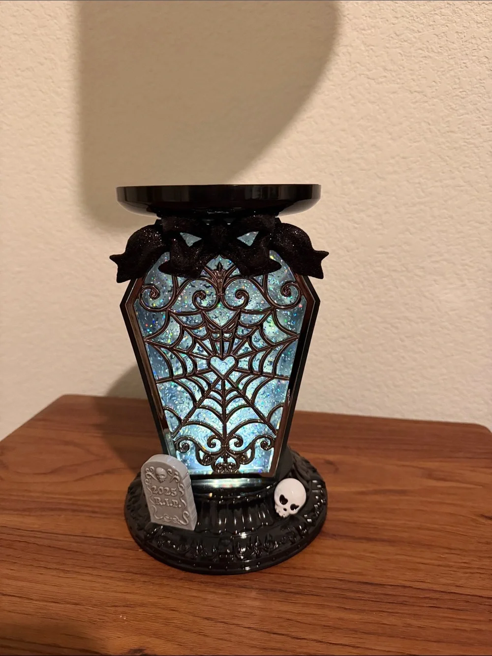 Bath & Body Works Black Glitter Spiderweb Halloween Lantern Globe